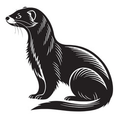 black ferret Silhouette Vector, High Quality Illustration on White Background