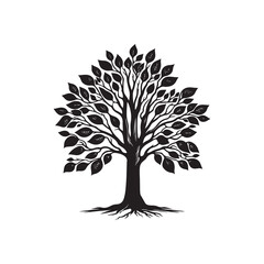 Obraz premium Beech Tree Silhouette Vector Design Isolated on White Background.