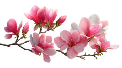 pink magnolia flowers isolated on white background, HD realistic