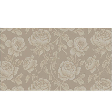 Fototapeta Elegant floral seamless pattern of beige roses and foliage on a neutral background