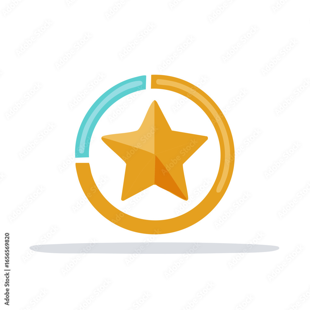 Poster gold star within circular element with percentage showing partial completion