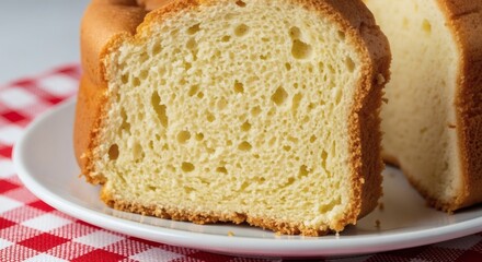 Fototapeta premium Ciambellone Ring Cake – Authentic Italian Breakfast Pastry, Soft Crumb Texture Close-Up