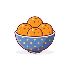 Stylized Bowl with Orange Balls Decorated with Brown Spots