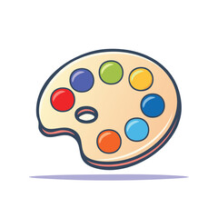 Cartoon Styled Artist's Palette with Paints for Creative Design or Art Education Projects