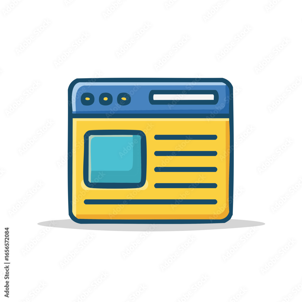 Poster cartoon webpage window with frame and lines, layout for digital content and business information