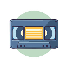 Fototapeta premium Blue Audio Cassette Tape Illustration with Retro Vibe, Vintage Music Storage Media, Analogue Sound Recording Device, Nostalgic Design