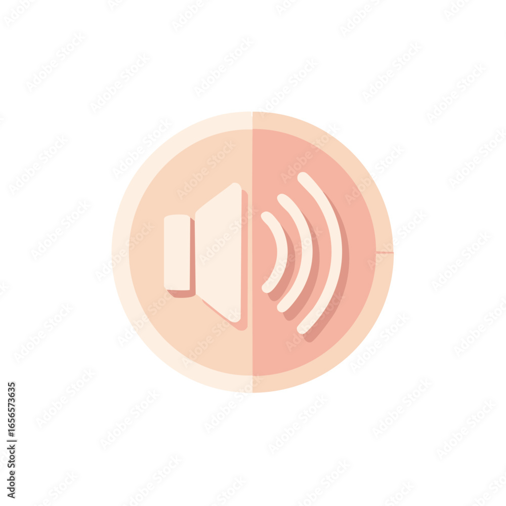 Aufkleber minimalistic round sound symbol with waves for audio, music, and volume control on digital interface