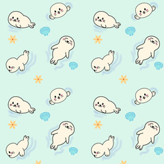 Seamless pattern cute seal 