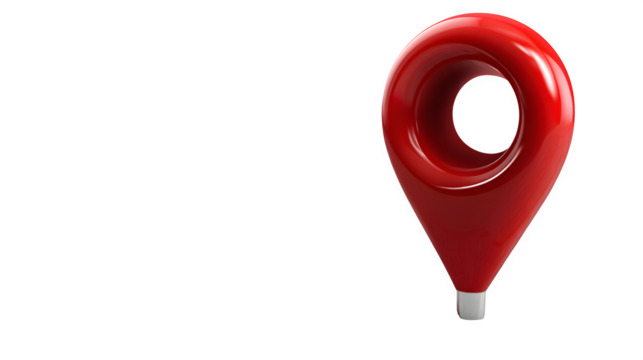 red map location pointer isolated on white background, HD realistic