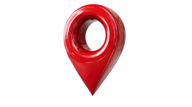 red map location pointer isolated on white background, HD realistic