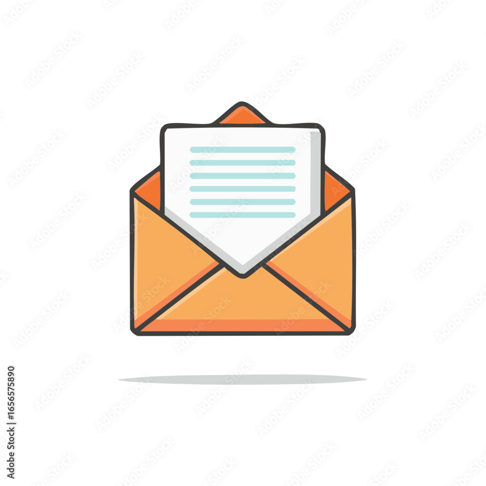 Poster open envelope containing a lined document communication and correspondence