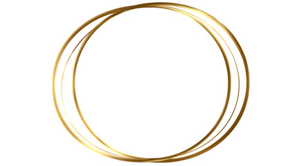 elegant round golden line art frame isolated on white background, HD realistic
