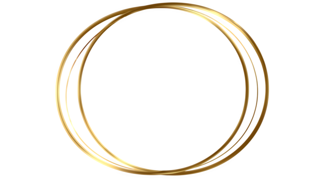 elegant round golden line art frame isolated on white background, HD realistic
