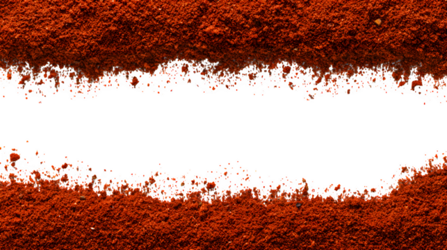red paprika spice powder frame isolated on white background, HD realistic