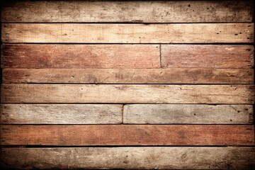 Naklejka premium Aged wooden planks in horizontal rows, various shades of brown and beige