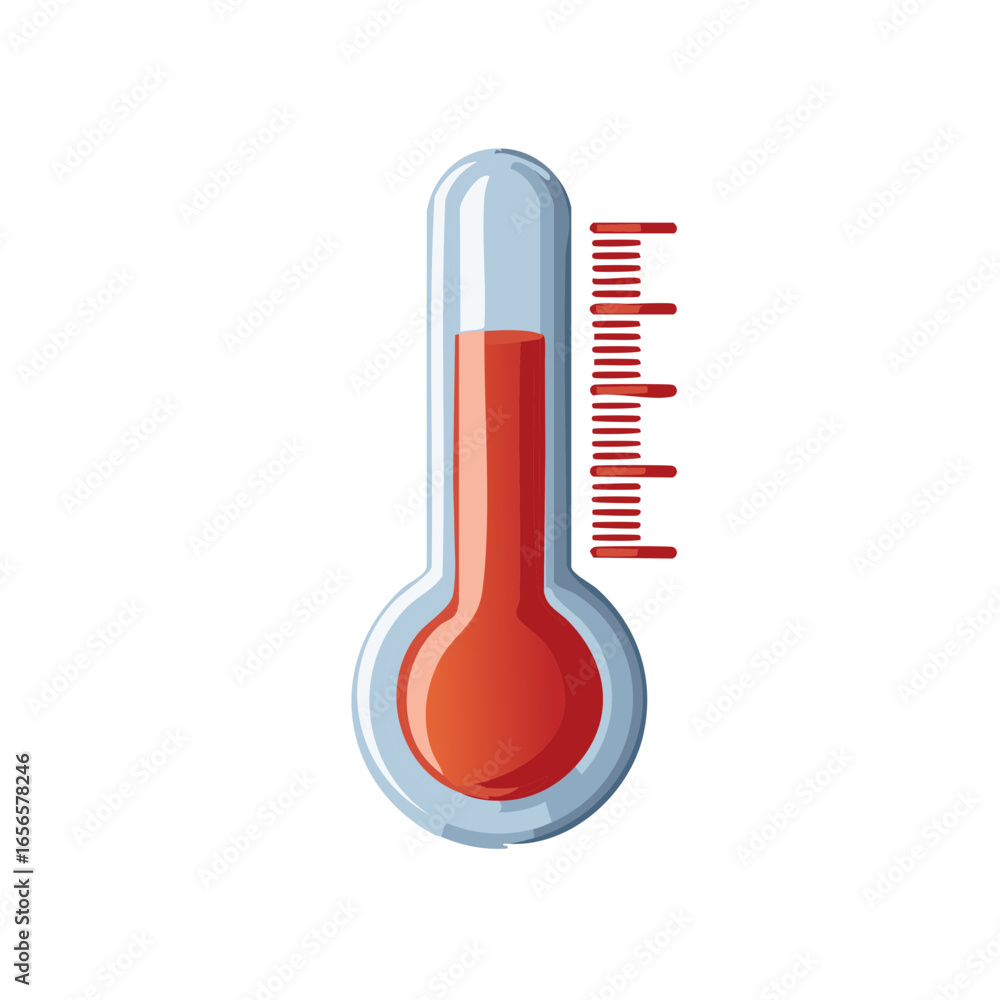 Poster red liquid thermometer showing fever temperature reading indicator tool