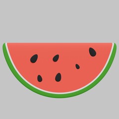 cartoon watermelon slice isolated on white
