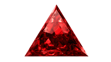 reflective red triangle texture isolated on white background, HD realistic