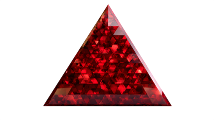reflective red triangle texture isolated on white background, HD realistic