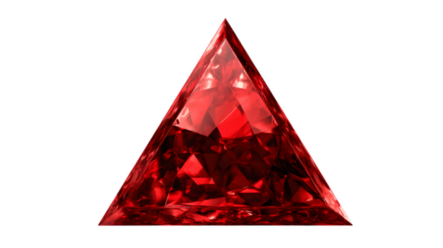 reflective red triangle texture isolated on white background, HD realistic