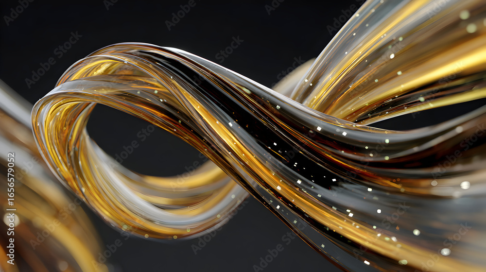 Aufkleber abstract flowing luminous filaments background for energy and technology concepts rendered in black 