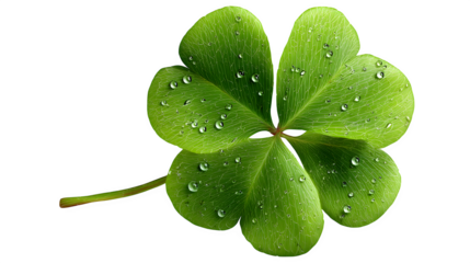 four-leaf clover leaf isolated on white background, HD realistic