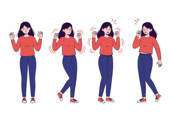 Obraz premium Animated sequence of a woman experiencing increasing anxiety and panic attack symptoms.