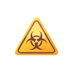 Yellow triangle caution sign depicting hazardous biohazard warning symbol