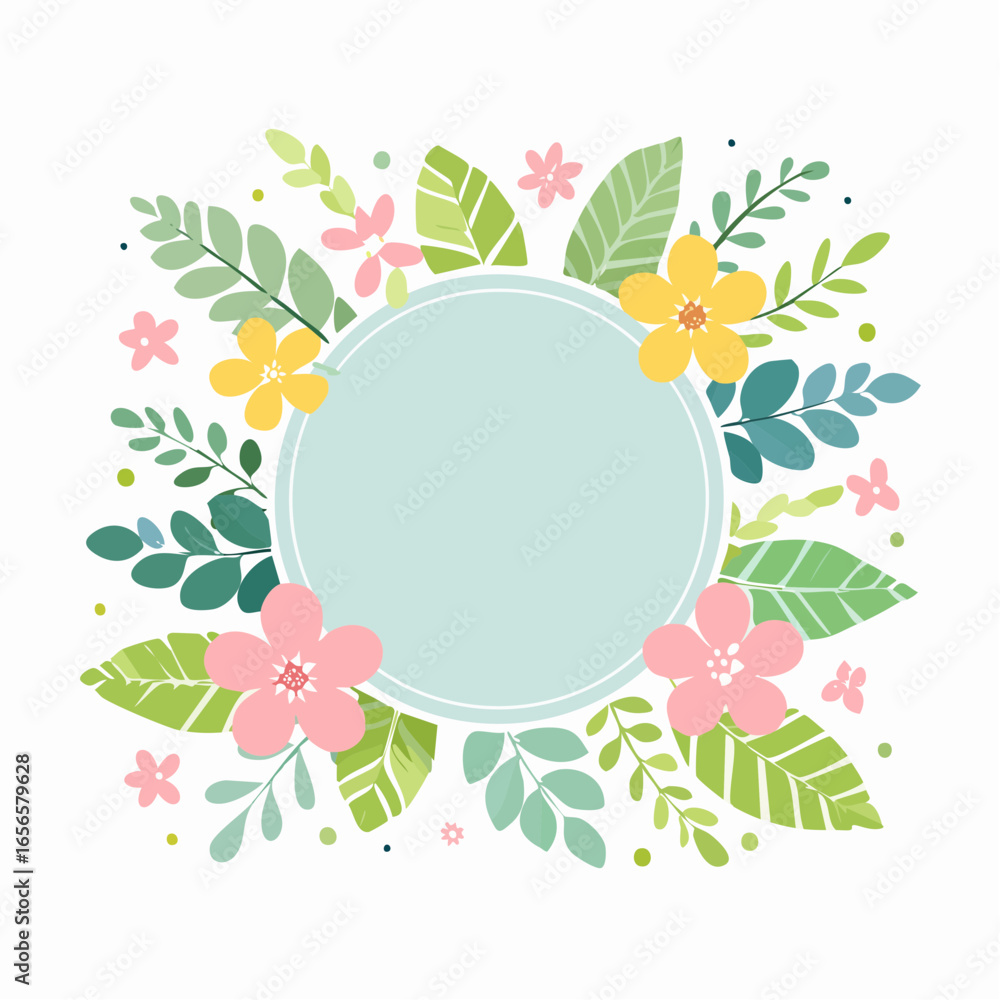 Poster vector design templates in simple modern style with copy space for text, flowers and leaves