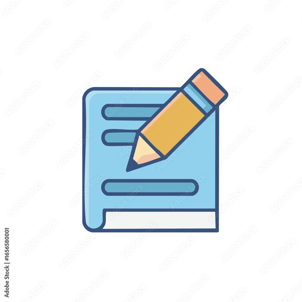 Poster writing pad with lines and yellow pencil icon representing notes or lists