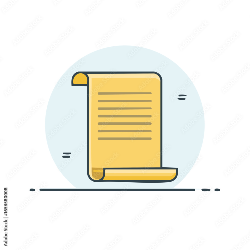 Poster abstract document illustration of a scroll with written content