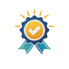 Approved Quality Badge with Tick and Ribbon Illustration Vector Graphic