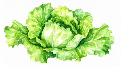 水彩画のレタス – 柔らかな自然色で描かれた野菜イラスト
Watercolor Illustration of Lettuce – Soft Natural Colors