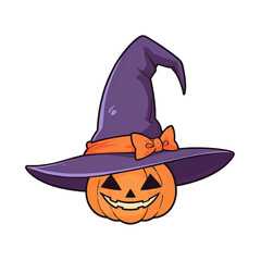 Halloween Pumpkin Jack O&rsquo;Lantern with Witch Hat