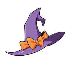 Cute Purple Witch Hat with Orange Bow Halloween Clipart