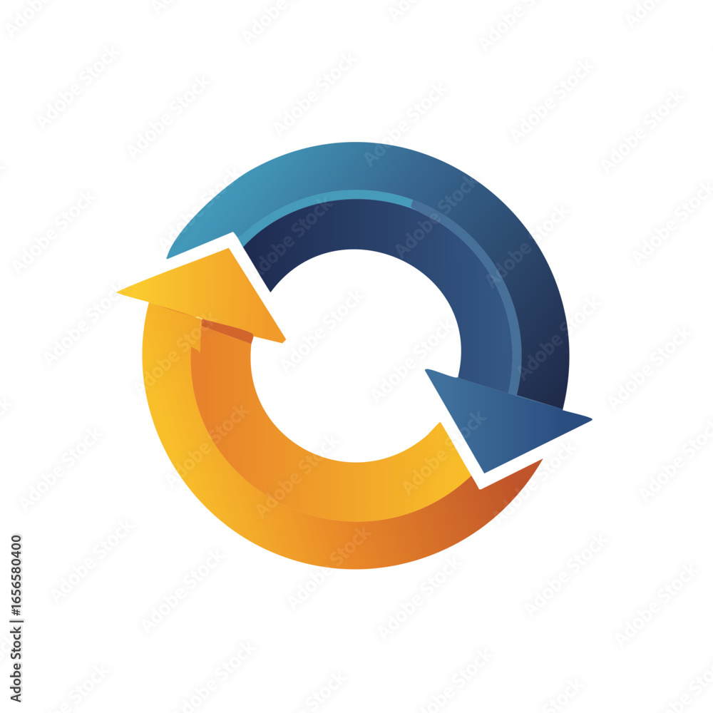 Poster circular arrows graphic: a symbolic representation of cycle, process and transformation
