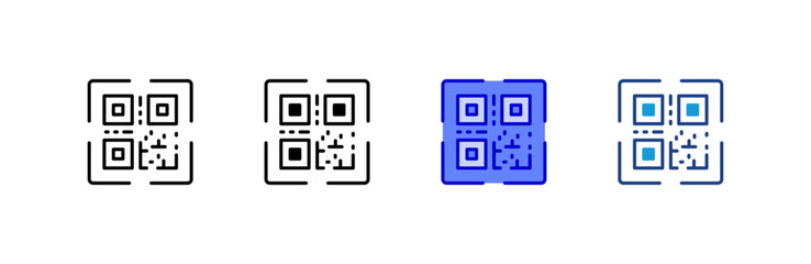 Qr Code icon set multiple style collection.