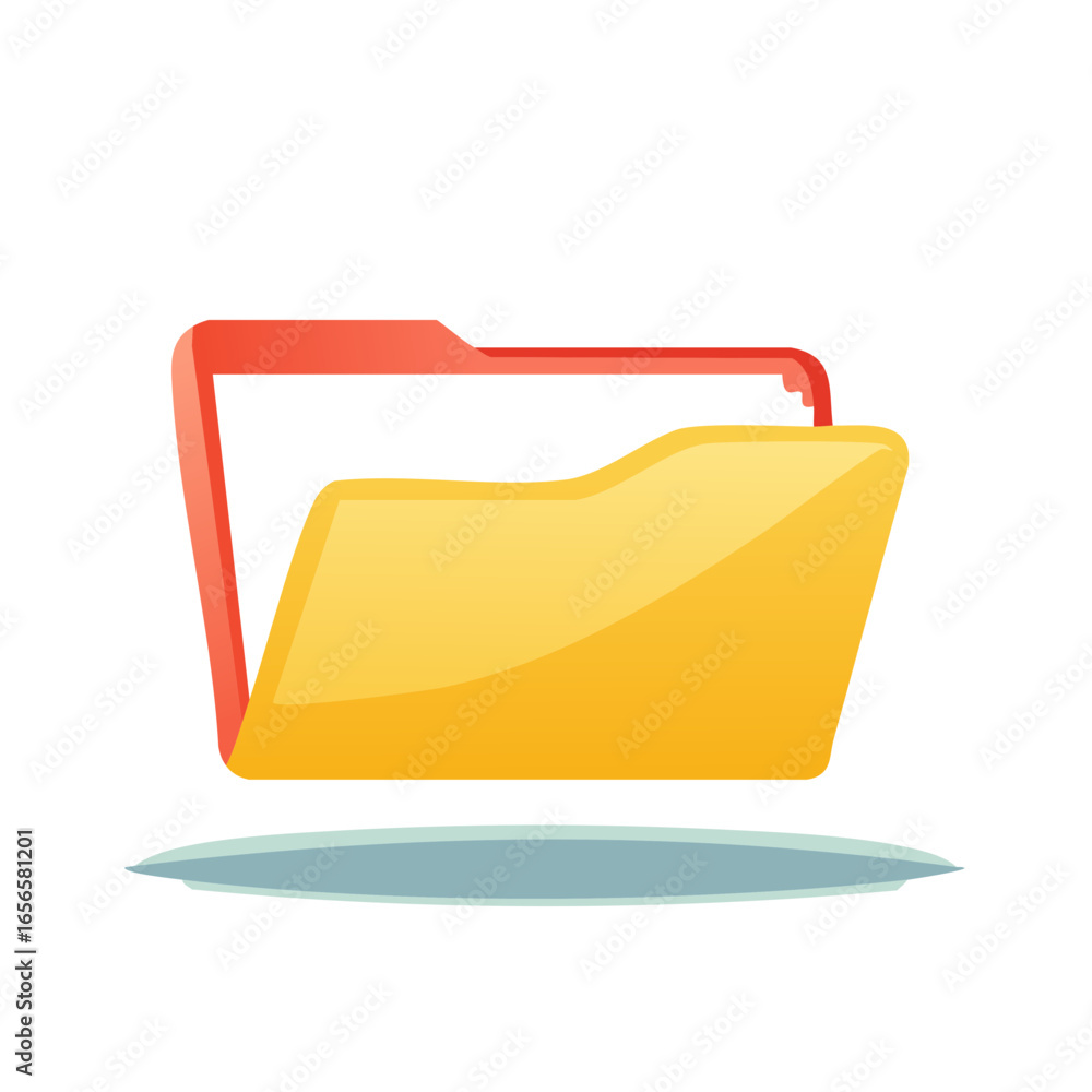Poster conceptual vector graphic of open folder for file management and documents.