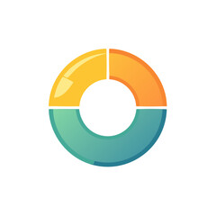 Obraz premium Quarterly Divided Circular Diagram Graphic with Four Gradient Sections in Orange Green and Yellow