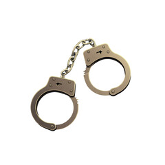 Metallic Silver Handcuffs Isolated on Transparent Background Symbolizing Law Enforcement and Criminal Justice