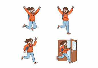 Young girl's joyous liberation: celebrating success, leaving school, and embracing new adventures with excitement and a smile.