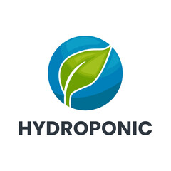 Colorful Hydroponic Logo Featuring Leaf and Water