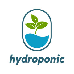 Colorful Hydroponic Logo Featuring Leaf and Water