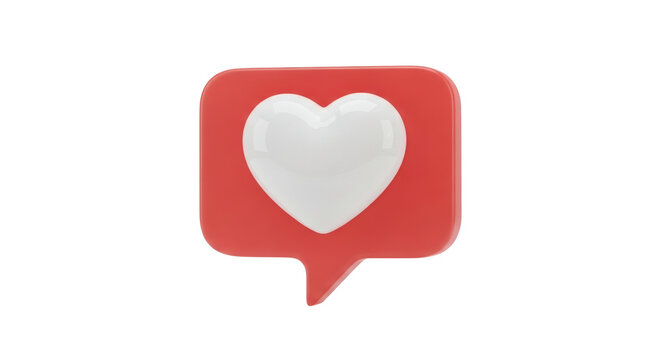 Heart in a speech bubble. Represents affection, positive feedback, and  engagement on social media or online platform.