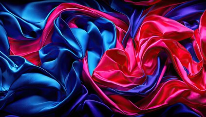 Vibrant, flowing folds of deep blue and fuchsia silk