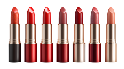set of assorted lipsticks isolated on white background, HD realistic