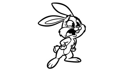 Fototapeta premium Cartoon bunny rabbit vector art drawing of an anxious scared bunny rabbit illustration clip art image free download