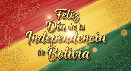 Celebration of Bolivia independence day with vibrant flag colors and decorative elements