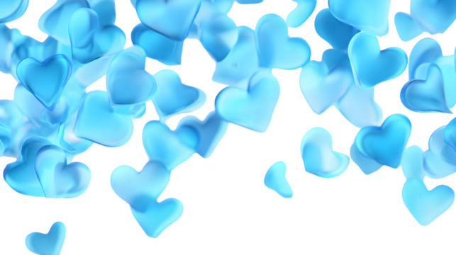 glowing blue hearts background isolated on white background, HD realistic - Powered by Adobe