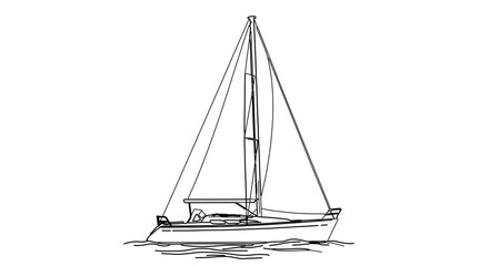 Sailing boat illustration line art vector image of sailboat on water for nautical themes and designs vector